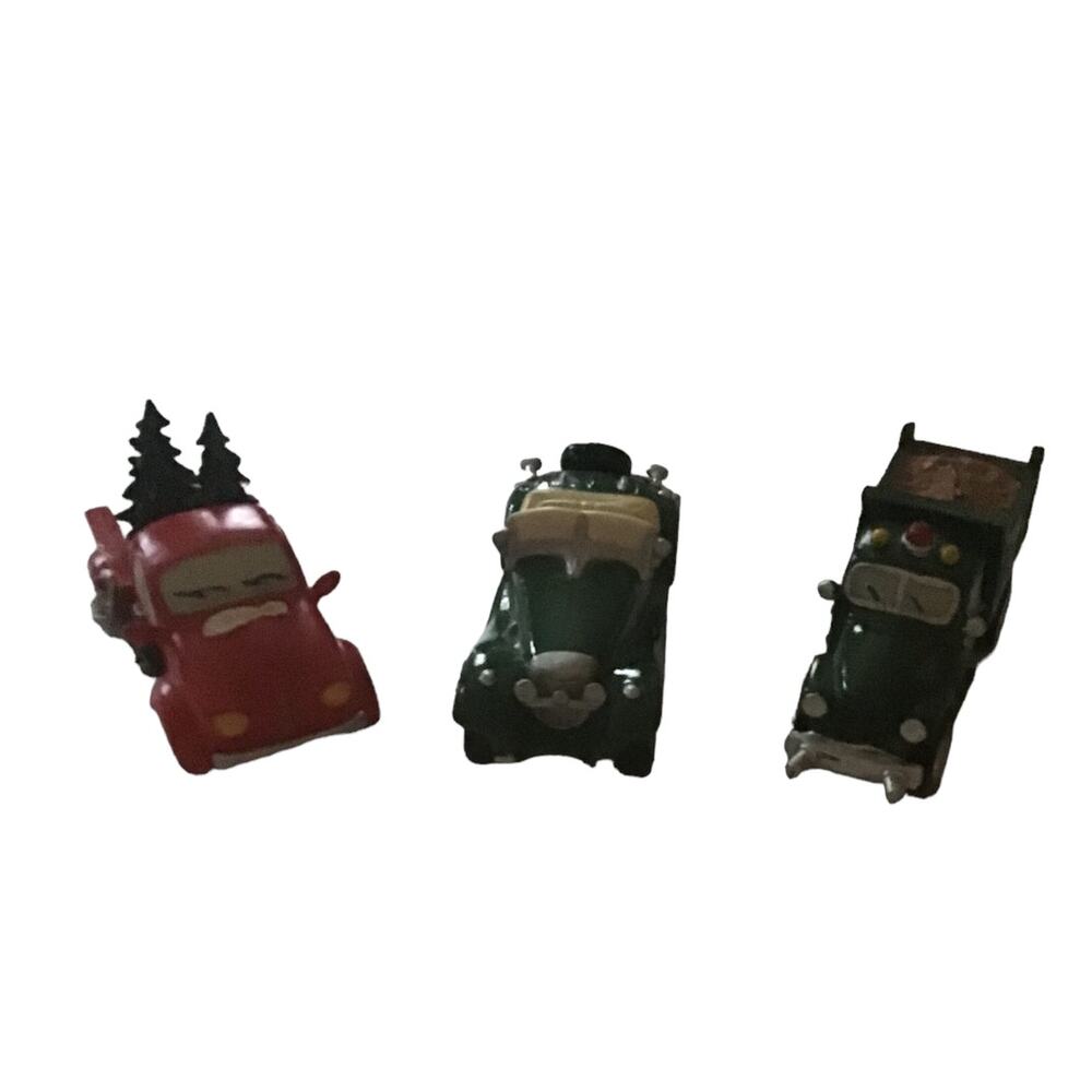 Vintage Christmas Village Cars Set of 3